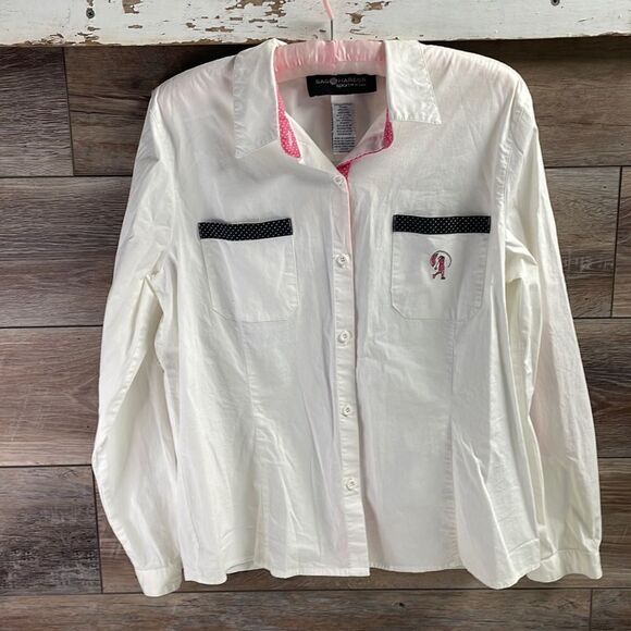 Sag Harbor Sport in Action Ladies Golfer Long Sleeve Blouse, Size Medium, White - Picture 1 of 8